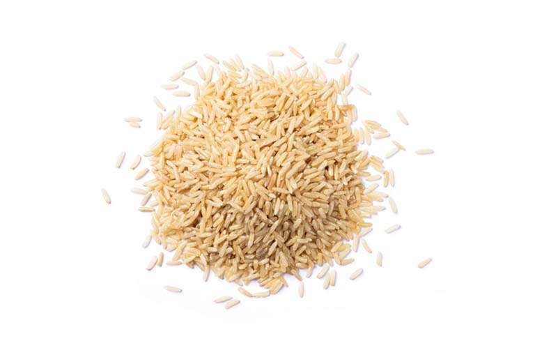 Pile of brown rice grains
